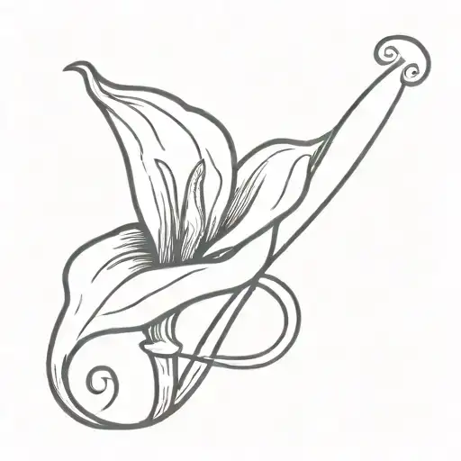 Calla Lily With Ouroboros Symbol Wrapped Around The Stem
