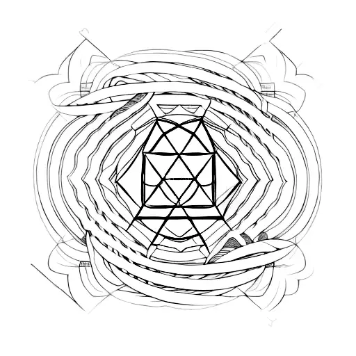 A Minimalist Tattoo Of Sacred Geometry Patterns Forming The Shape Of An Indian God