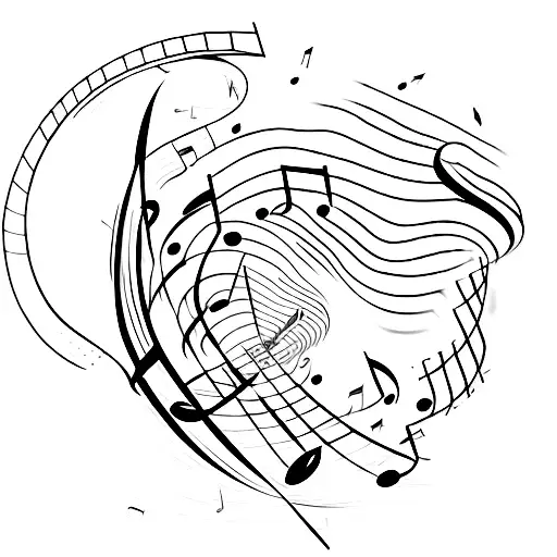 An Open Book With Pages Turning Into Flying Music Notes