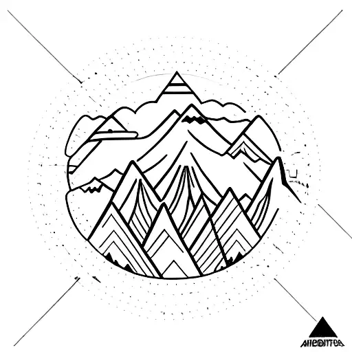 A Minimalist Tattoo Of A Mountain Range With A Film Strip Winding Through It