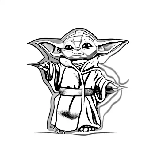 Baby Yoda With Purple Lightsaber