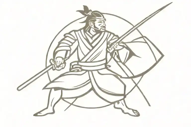 Japanese Kanji In The Shape Of Samurai Warrior