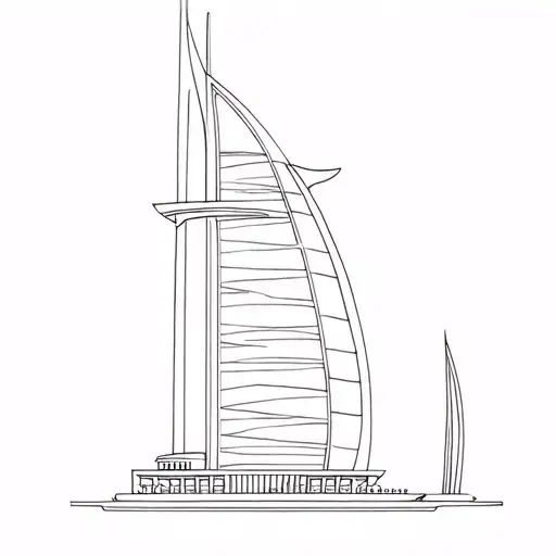 Burj Al Arab Simple Line Drawing Very Minimal