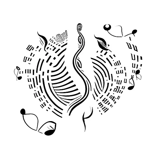 A Minimalist Tattoo Of A Coffee Plant Growing In The Shape Of A Music Note