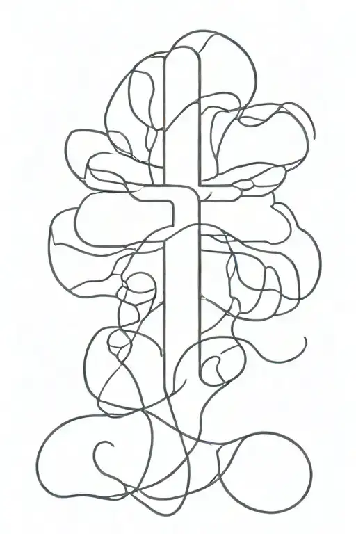 Cross Outline With Dog Paw Print