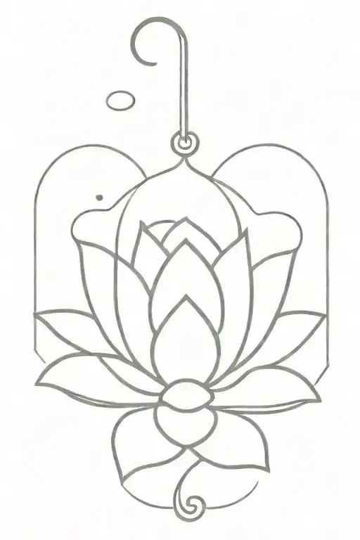 Lotus Flower With Fishing Hook Hanging