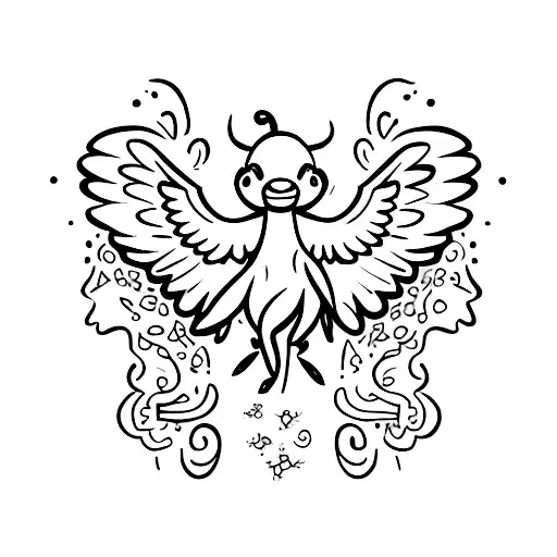 Minimalistic Tiny Cow With Angel Wings And Not Much Detail