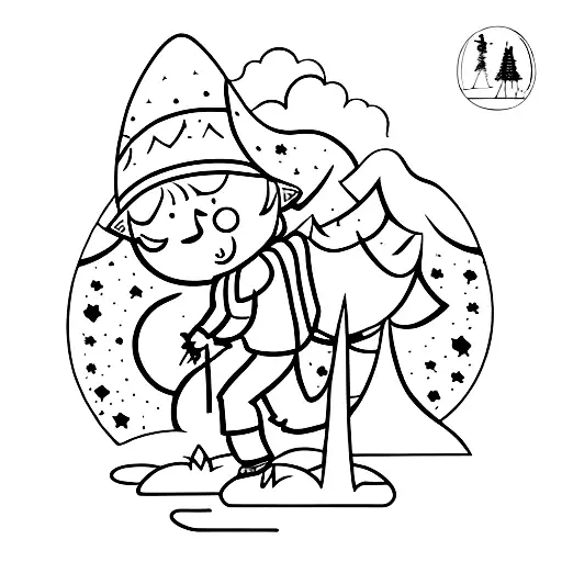 A Traditional-style Tattoo Of A Little Prince Hiking Through A Forest