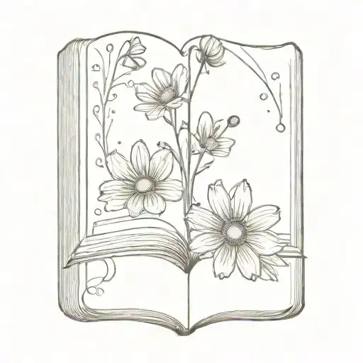 Open Book With Cosmos And Daisy