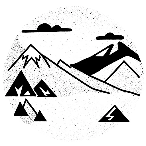 Mountain Range With Bison's