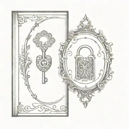 An Intricate Keyhole Design With A Hidden Book Inside And A Key