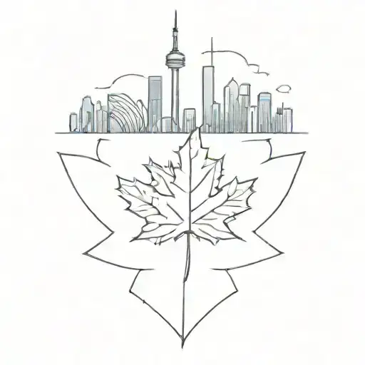A Stylized Maple Leaf Design Incorporating Elements Of The Toronto Skyline And The Cn Tower