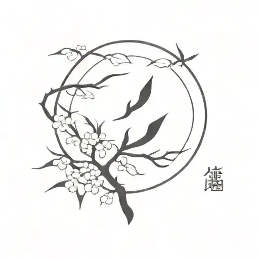 Simple Kaizen Japanese Characters Combined With Nature
