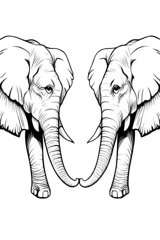 Two Elephant Heads Facing Each Other