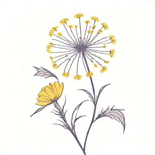 Yellow Dandelion With Purple Lilac Petals