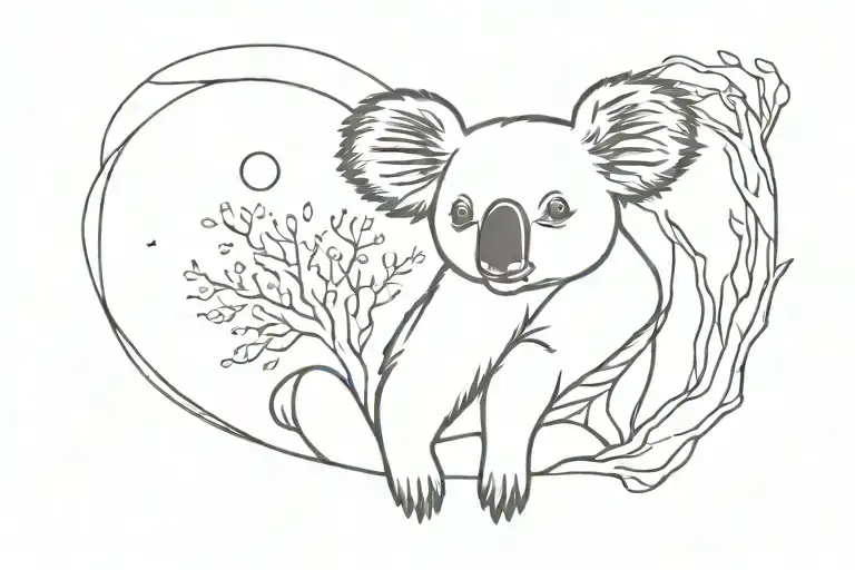 A Silhouette Of A Koala With A Sunset Scene Inside Its Outline
