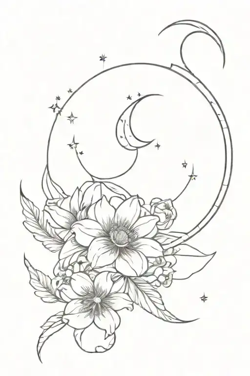 Saggitarius Moon With Flowers