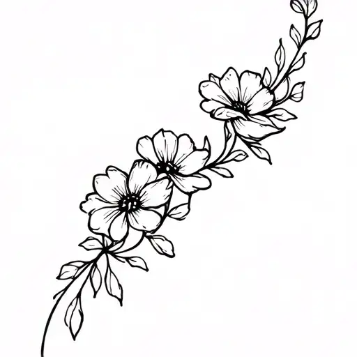 Flowy Abstract Flowers Going Down From Shoulder