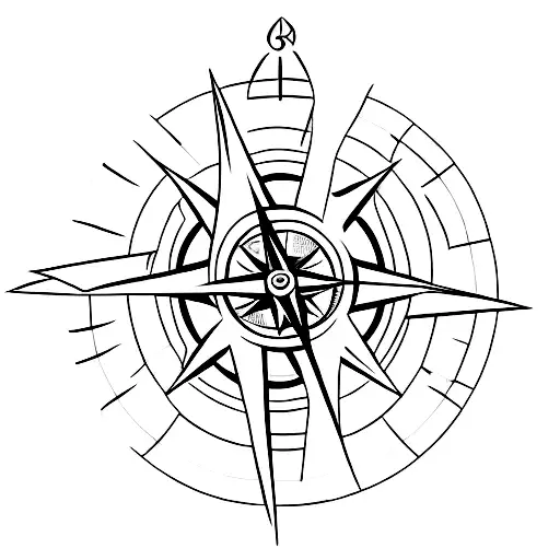 A Minimalist Tattoo Of A Compass With Healing Symbols And Travel-related Icons