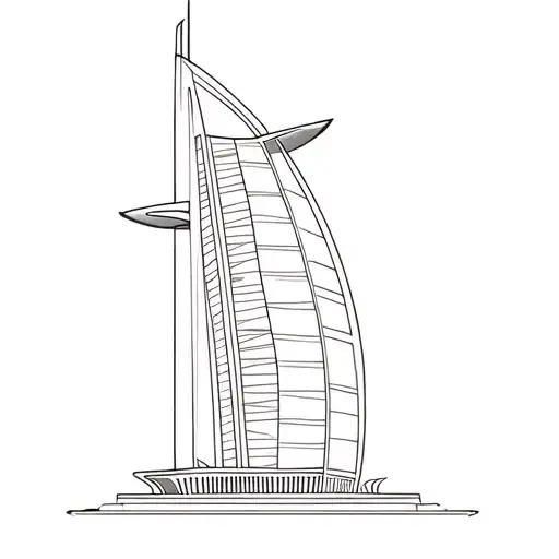 Burj Al Arab Simple Line Drawing Very Minimal
