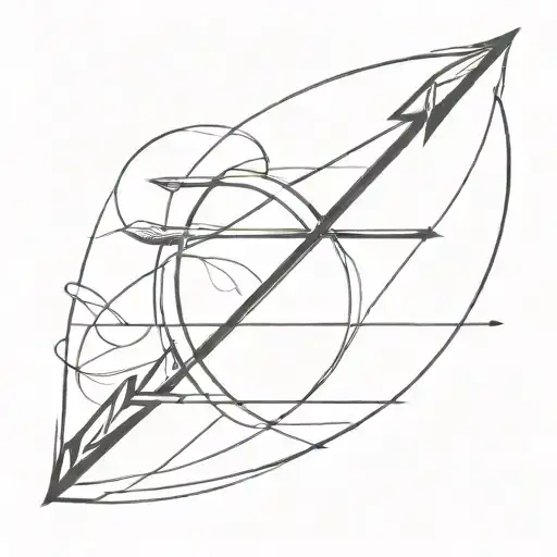 Simple Black And White Sketch Of Arrow And Bow That Creating The Letter 'A'