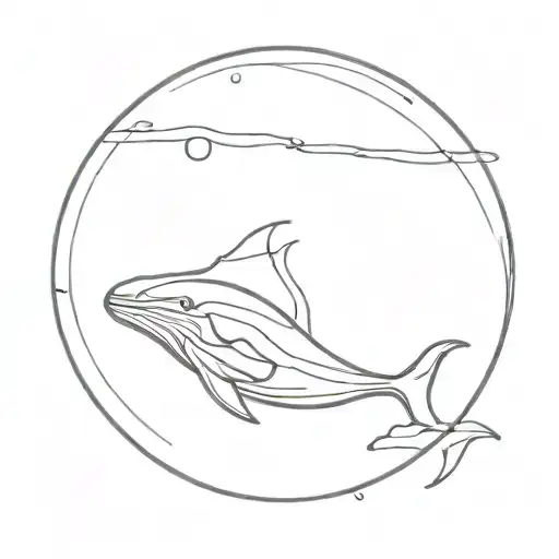 A Minimalist Tattoo Of A Planet With A Whale Swimming Around It