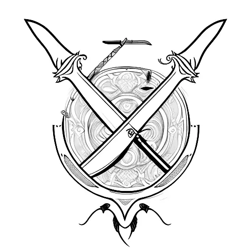 Fine Line Tattoo Of A Sword And A Bird Symbolising Masculinity