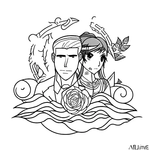 Couple Tattoo That Is Completed With An Anime Or Nature Theme