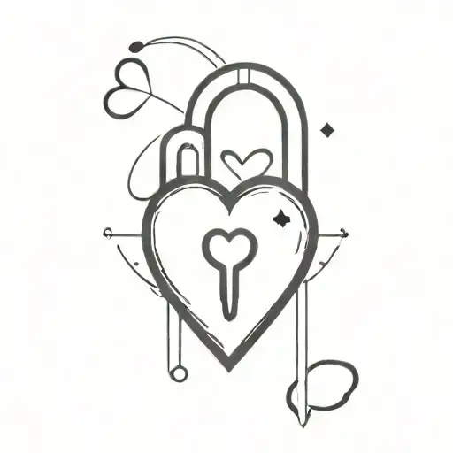 Spade And Black Heart Shaped Lock Design Symbolizing