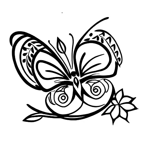 Owl Butterfly And Flowers