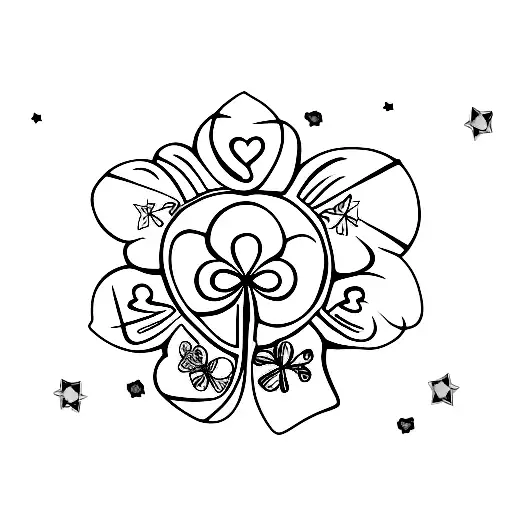 Four Leaf Clover With To Stars