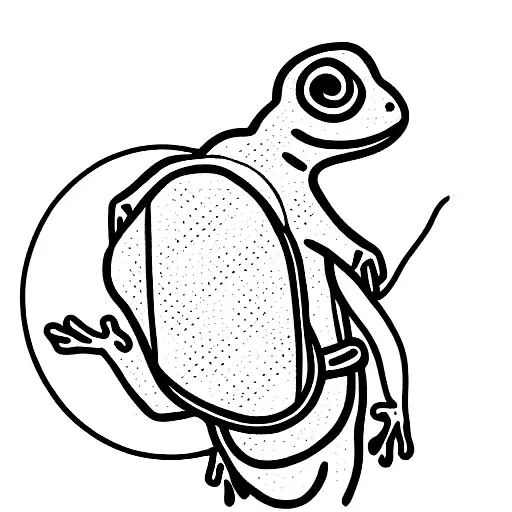 Gecko With Travel Backpack On It's Back