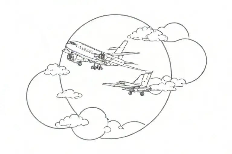 Minimalist Airplane With Tail Number 77Ua Around It