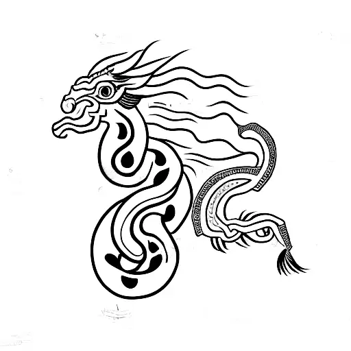 Horse With Snake And Rooster Chinese Themed