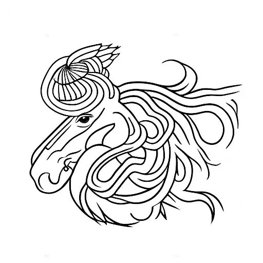 Horse With Snake And Rooster