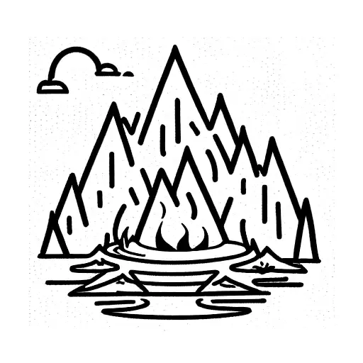 Campfire On Edge Of Water