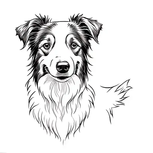 Fine Line Minimalist Border Collie Portrait