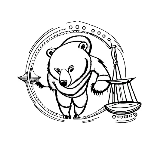 A Bear Climbing A Pole With The Scales Of Justice In The Background