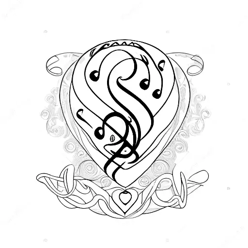 A Bass Clef Intertwined With A Heart Symbol