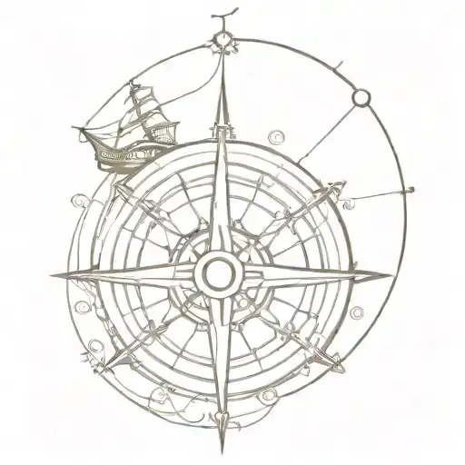 Nautical Compass And Ship From Treasure Planet