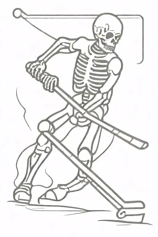 Skeleton With Hockey Stick