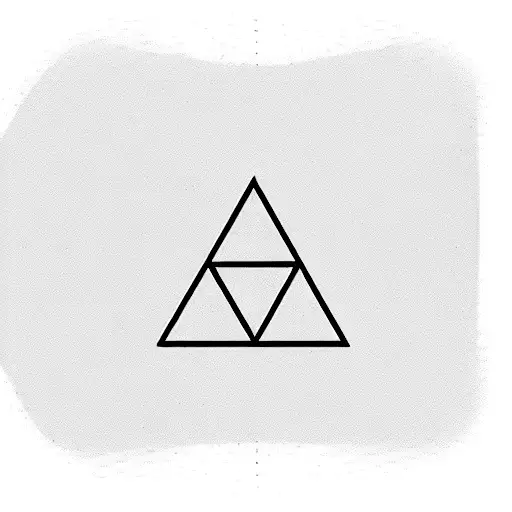 Three Black Equilateral Triangles And Empty Triangle Between Them