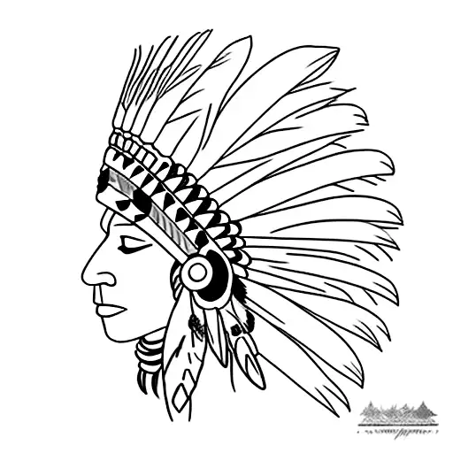 A Native American Woman In A Feathered Headdress