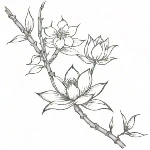 Bamboo And Lotus Blossom