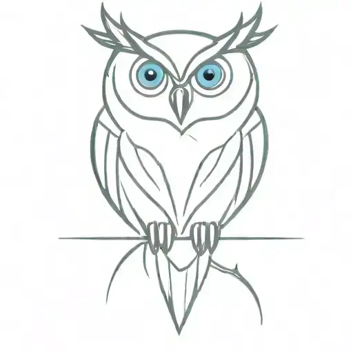 Owl With Bright Blue Eyes And Wings Spread