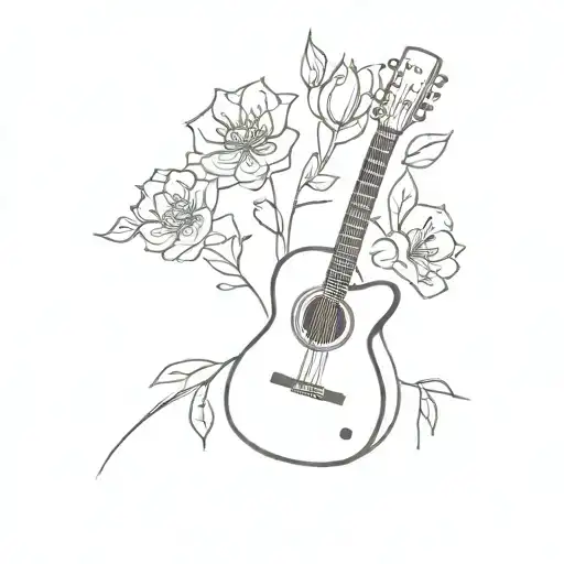 Guitar And Cosmo Flowers