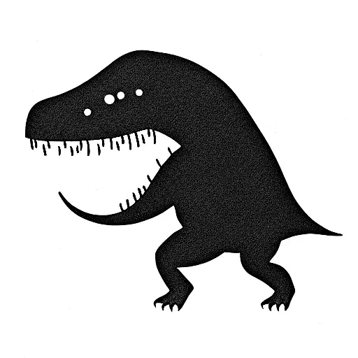 Cute Cartoon T-rex Outline Only