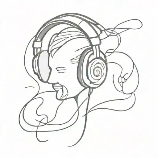 Dj Headphone With Beats Music Waves Flowing