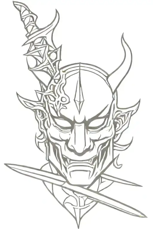 Sword Half Oni Mask