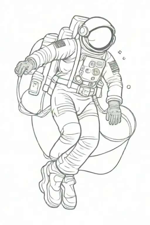 One Astronaut In Zero Gravity Whose Breathing Tube Moves To The Side